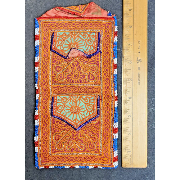 Kuchi Embroidered Pouch Wallet Central Asian Handmade Beaded Purple Accent - Picture 3 of 9